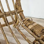 Quatre fauteuils en osier vintage, années 1970