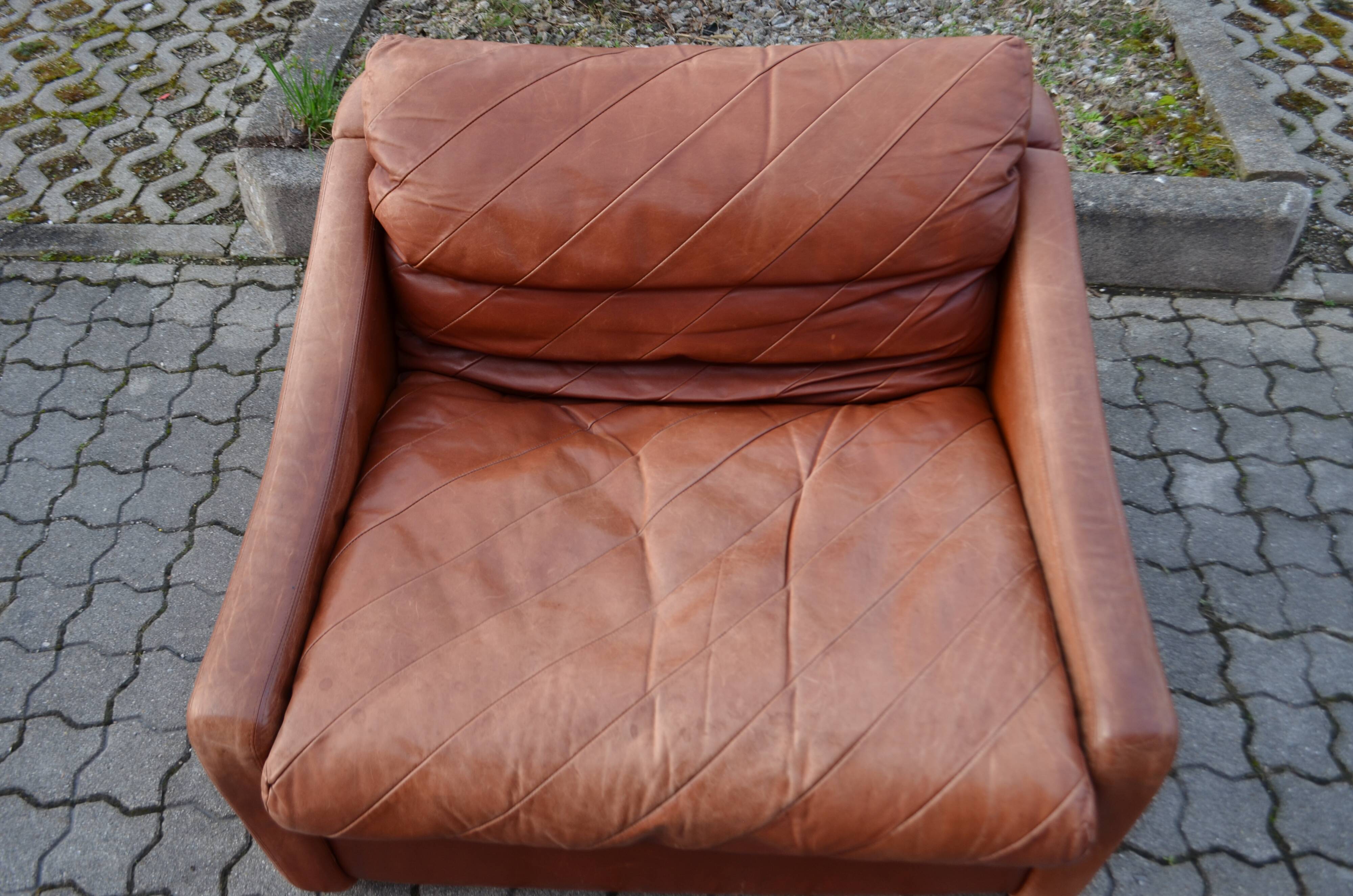 VIntage oxred leather lounge Chair Rolf Benz
