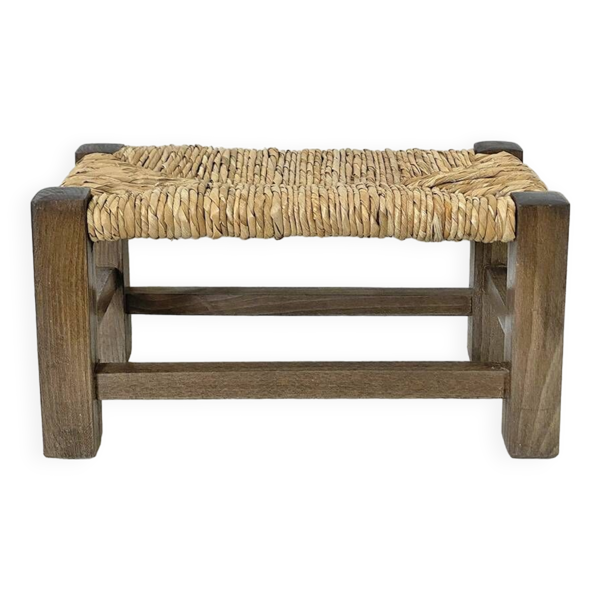 Repose pieds en bois et paille