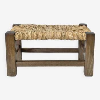 Wooden and straw footrest