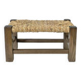 Wooden and straw footrest