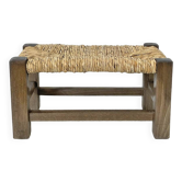 Wooden and straw footrest