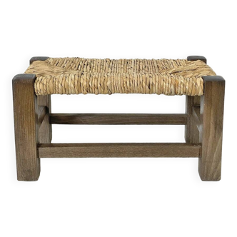 Wooden and straw footrest