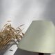 Turned wooden lamp old bluish gray lampshade