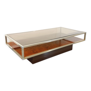 Table basse vintage en verre fumé,