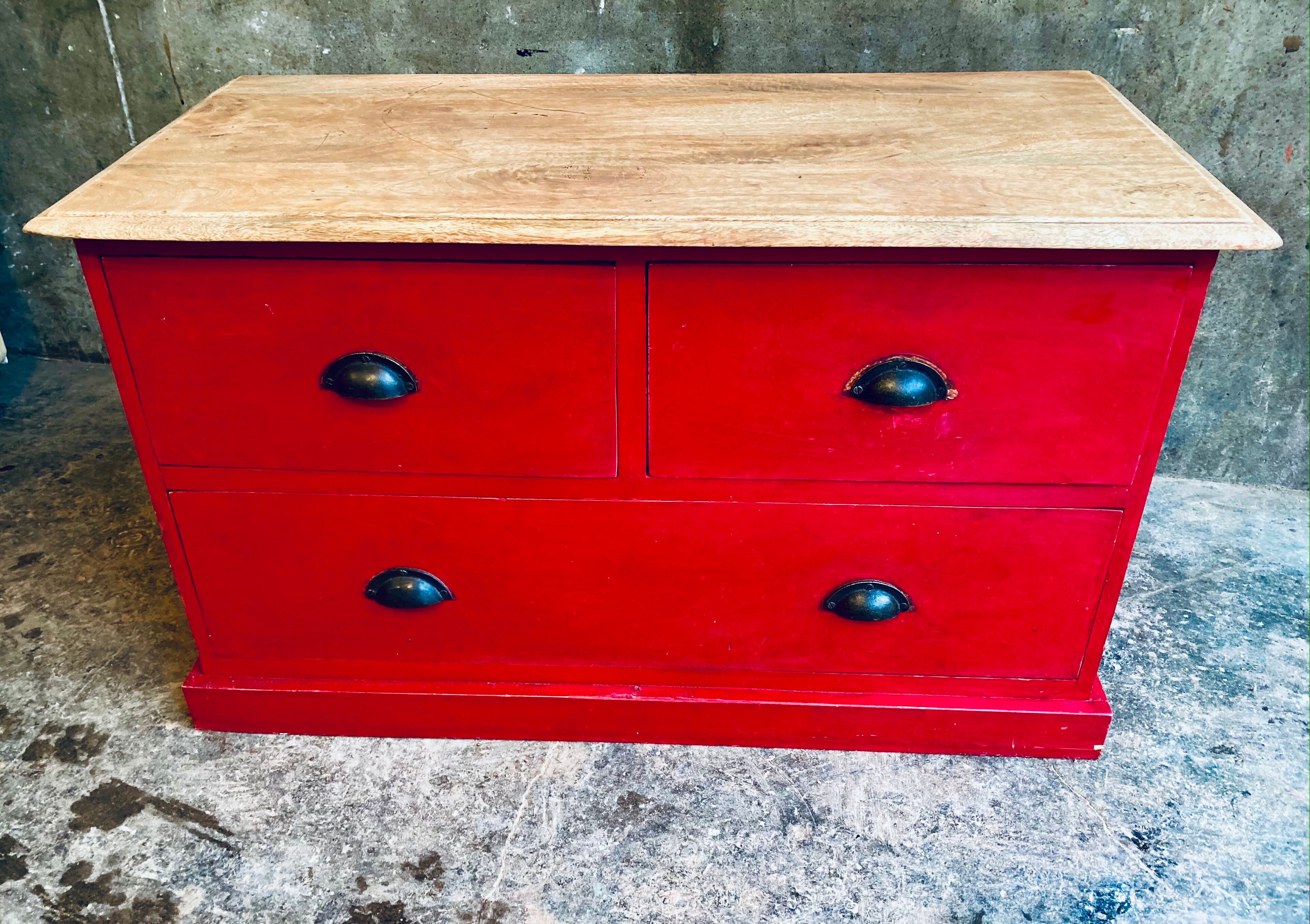 Bright red chest of drawers