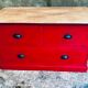 Bright red chest of drawers