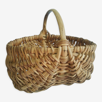 Panier à cueillette à oeuf en rotin tressé vintage