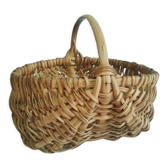 Panier à cueillette à oeuf en rotin tressé vintage