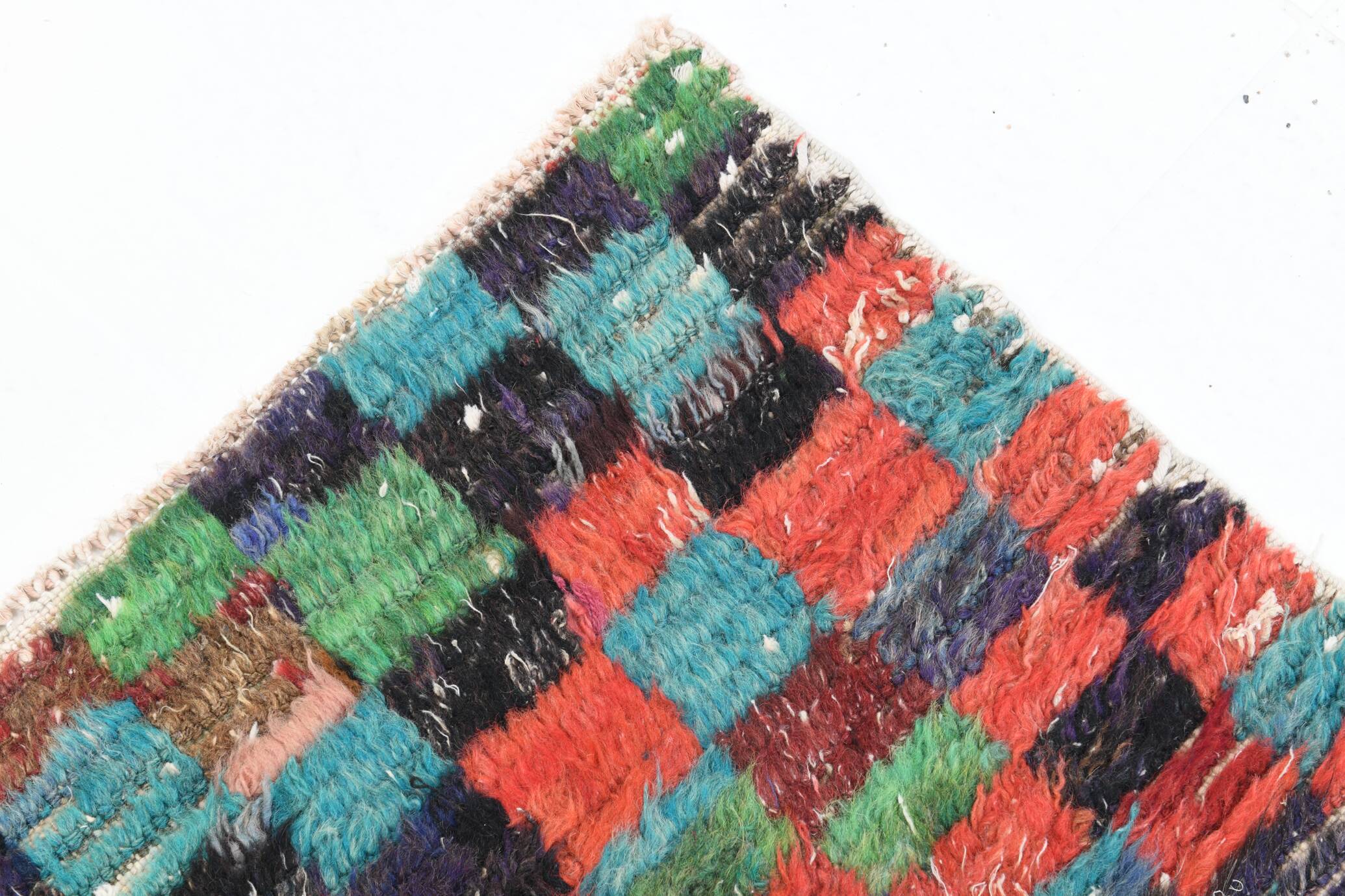 5x6 Multicolor Checkered Pattern Turkish Vintage Rug, 151x172Cm