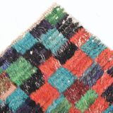 5x6 Multicolor Checkered Pattern Turkish Vintage Rug, 151x172Cm