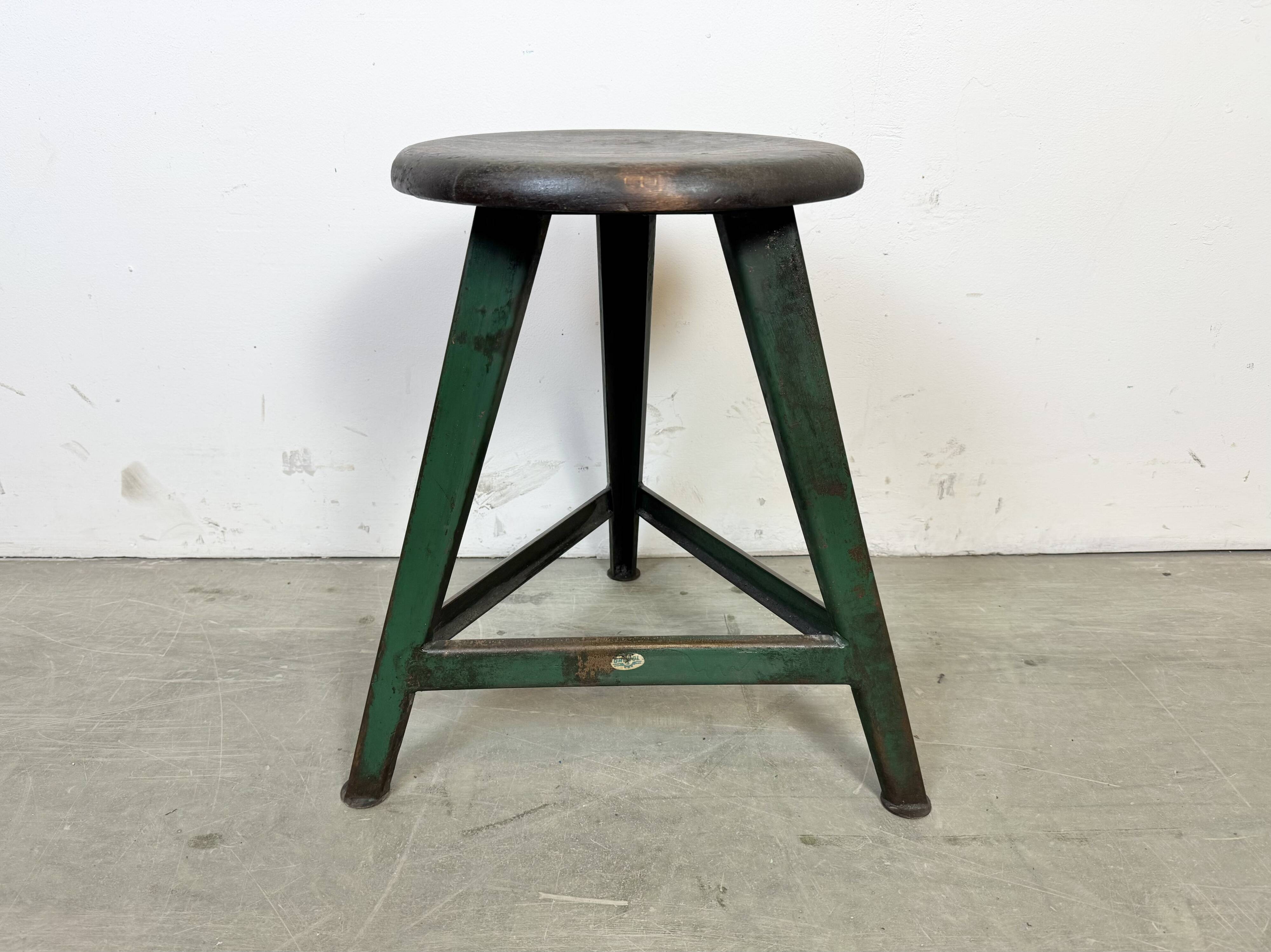 Dark Green Industrial Workshop Stool from Drupol, 1960s