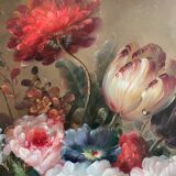 Tableau HSP "Bouquet de fleurs sur entablement" signé Ed. W. Kerling 1889-1953