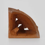 Corner wall lamp in terracotta with fruit decoration, signed D.Chadeau