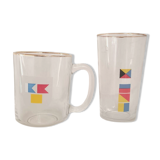 Set of 2 Mobil flag glasses