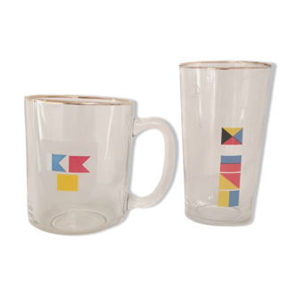 Lot de 2 verres Mobil drapeau