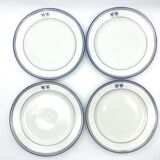 White and blue dessert plate with monogram BH