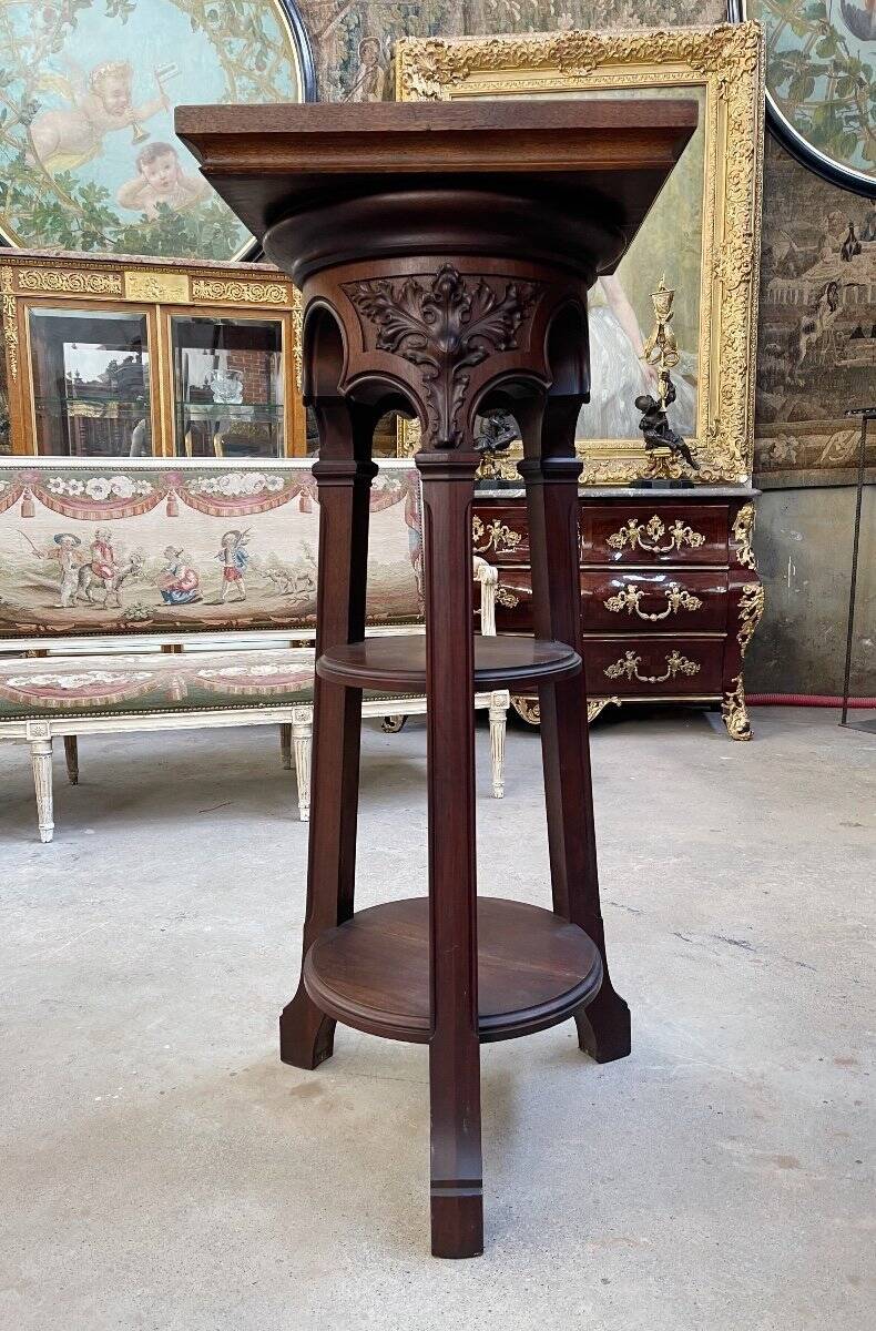 Sellette De Sculpteur D’époque Art Nouveau Attribué à Gauthier Poinsignon En Acajou