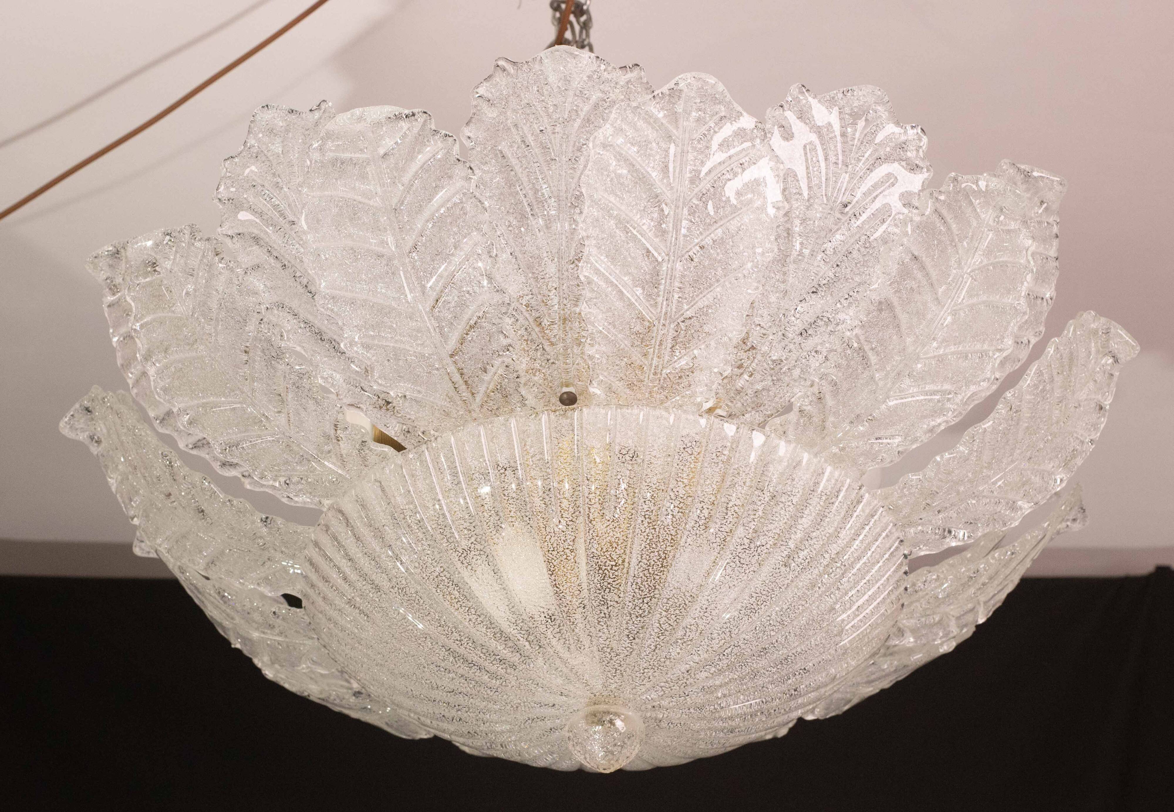Verona, Large Size Murano Clear trasparent Vintage Glass Ceiling Light, 197