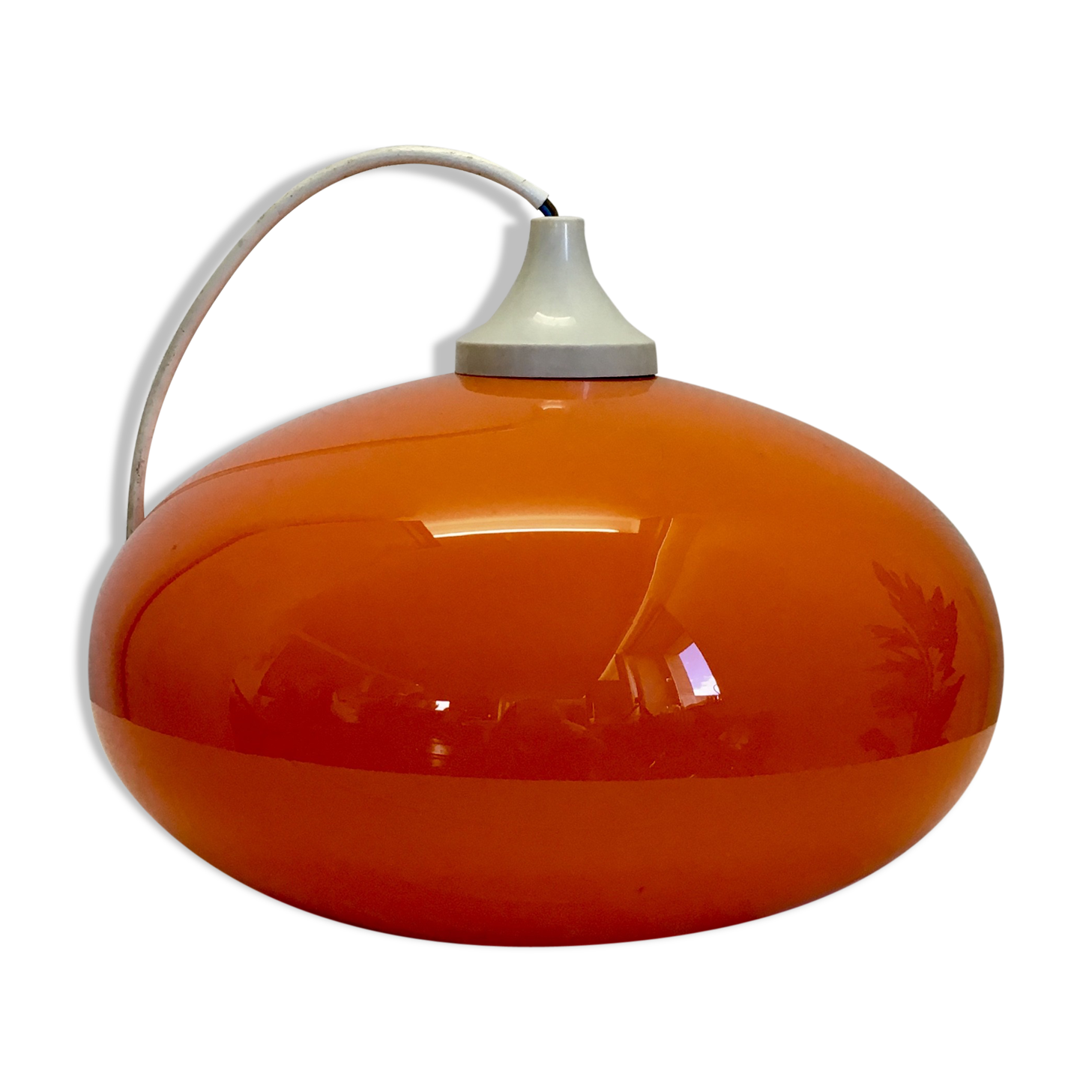 Orange opaline vintage hanging lamp