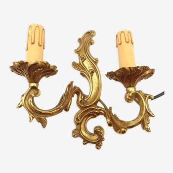 Gilded bronze wall lamp with 2 candles