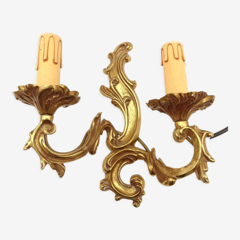 Wall lamp in gilded bronze with 2 candles