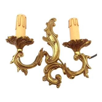 Gilded bronze wall lamp with 2 candles