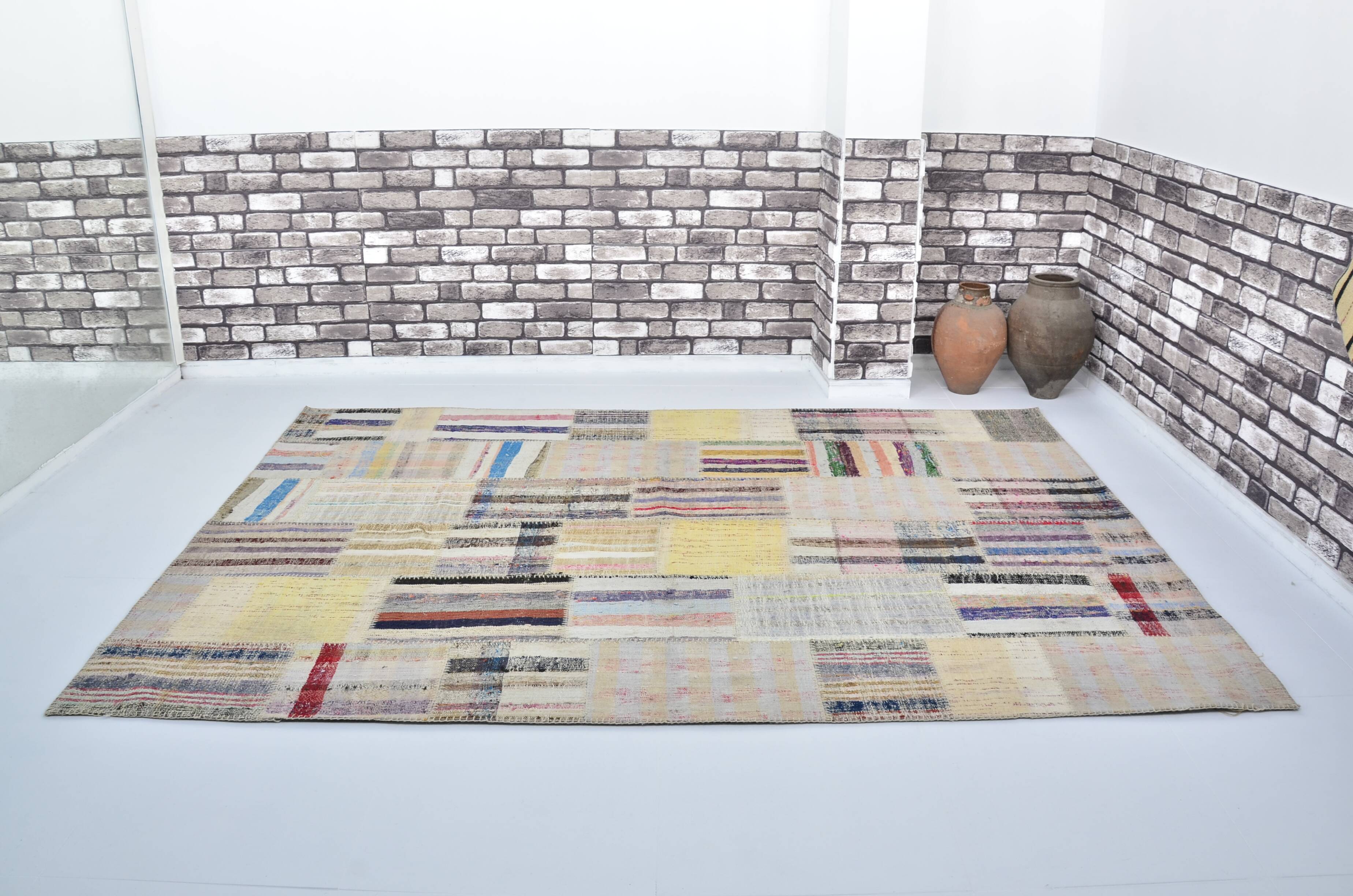 Neutral Colourful Vintage Tribal Kilim sku 3028