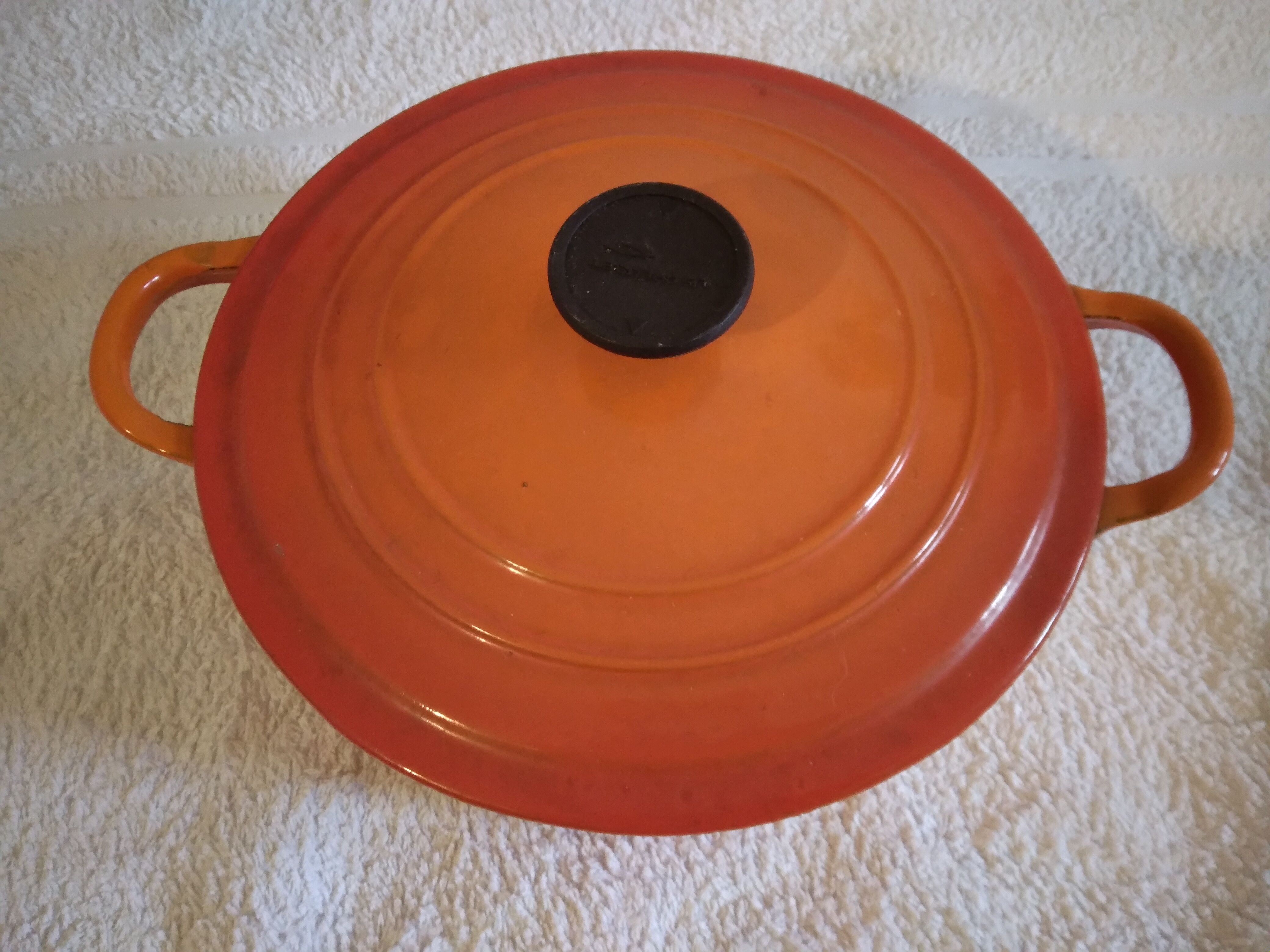 Cast iron casserole the vintage orange crucible
