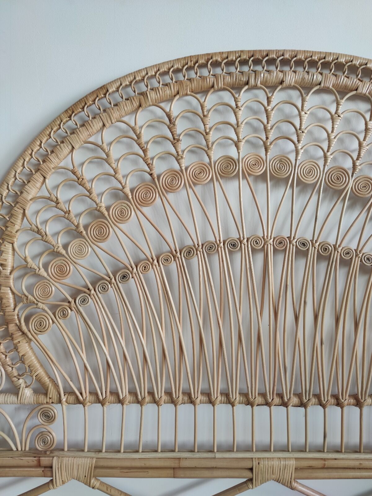 Peacock rattan headboard