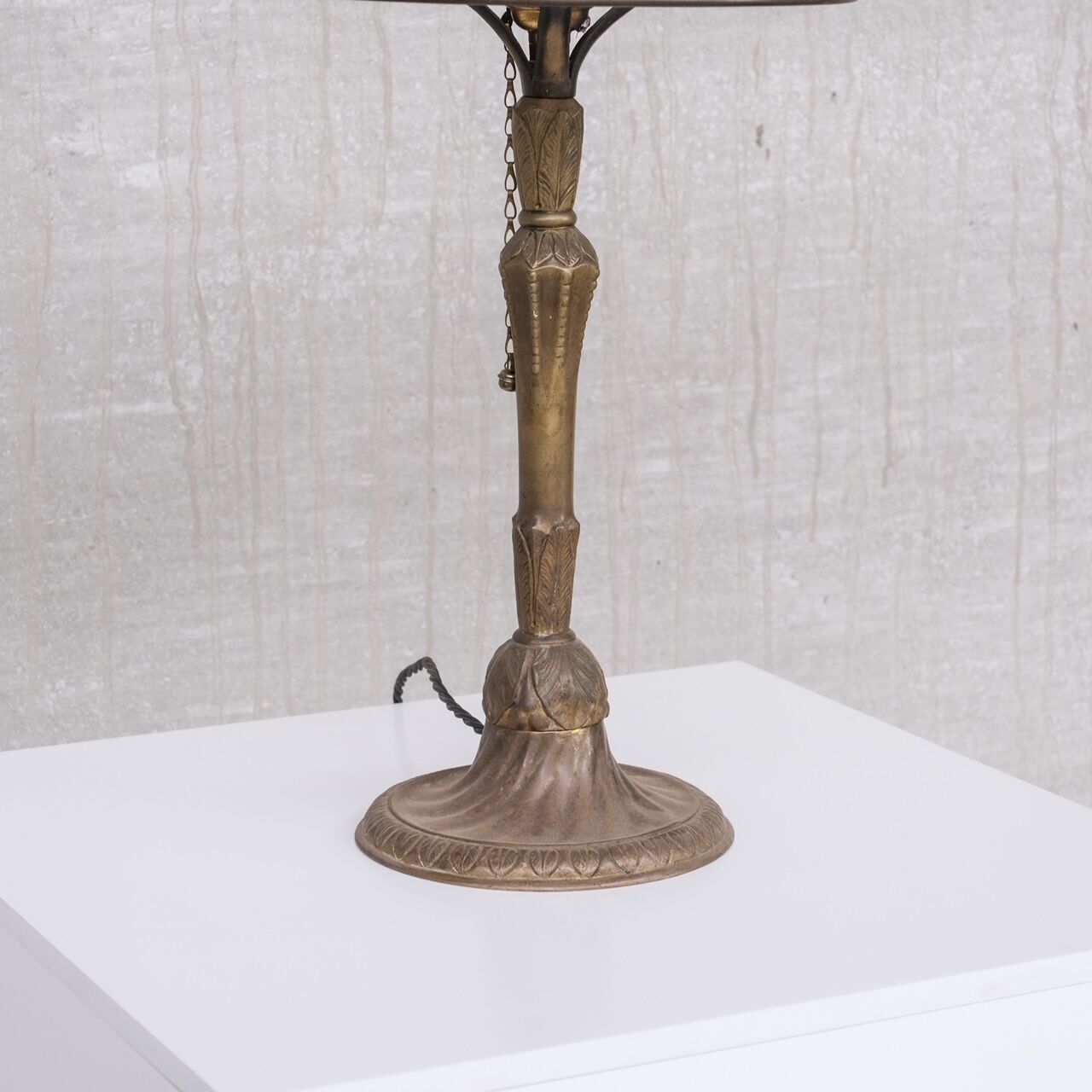 French art nouveau brass and glass table lamp