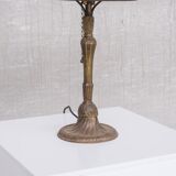 Lampe de table en laiton et verre Art Nouveau français