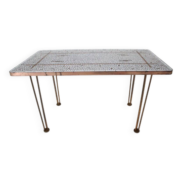 Table de conférence en mosaïque de laiton de style mid-century modern, années 1960.