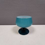 Vintage turquoise glass pedestal bowl Carlo Moretti Italy 1960s