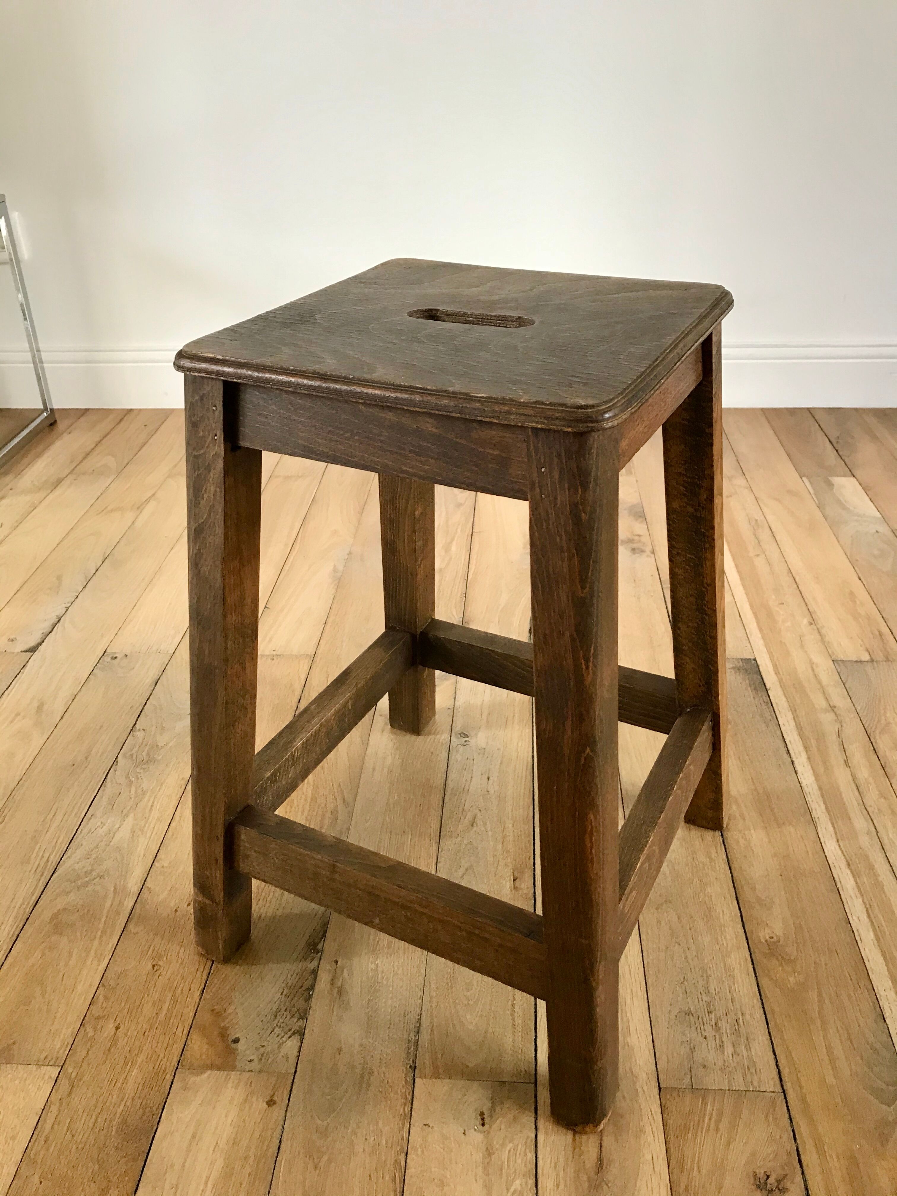 1950s wooden workshop stool