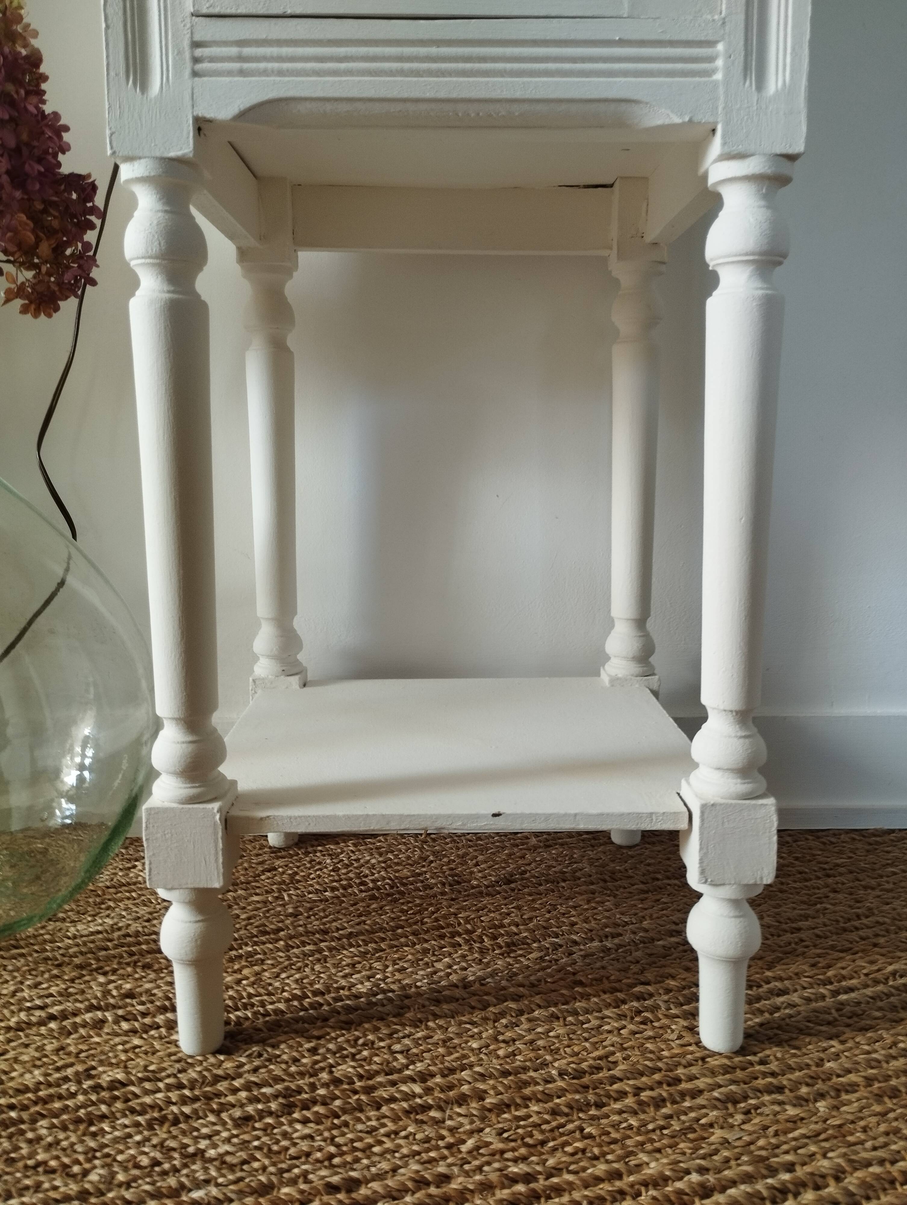 Farrow & Ball white painted high bedside table