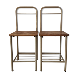 Paire de chaises d’internat 1950