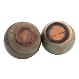 Two handcrafted enamelled ceramic vases