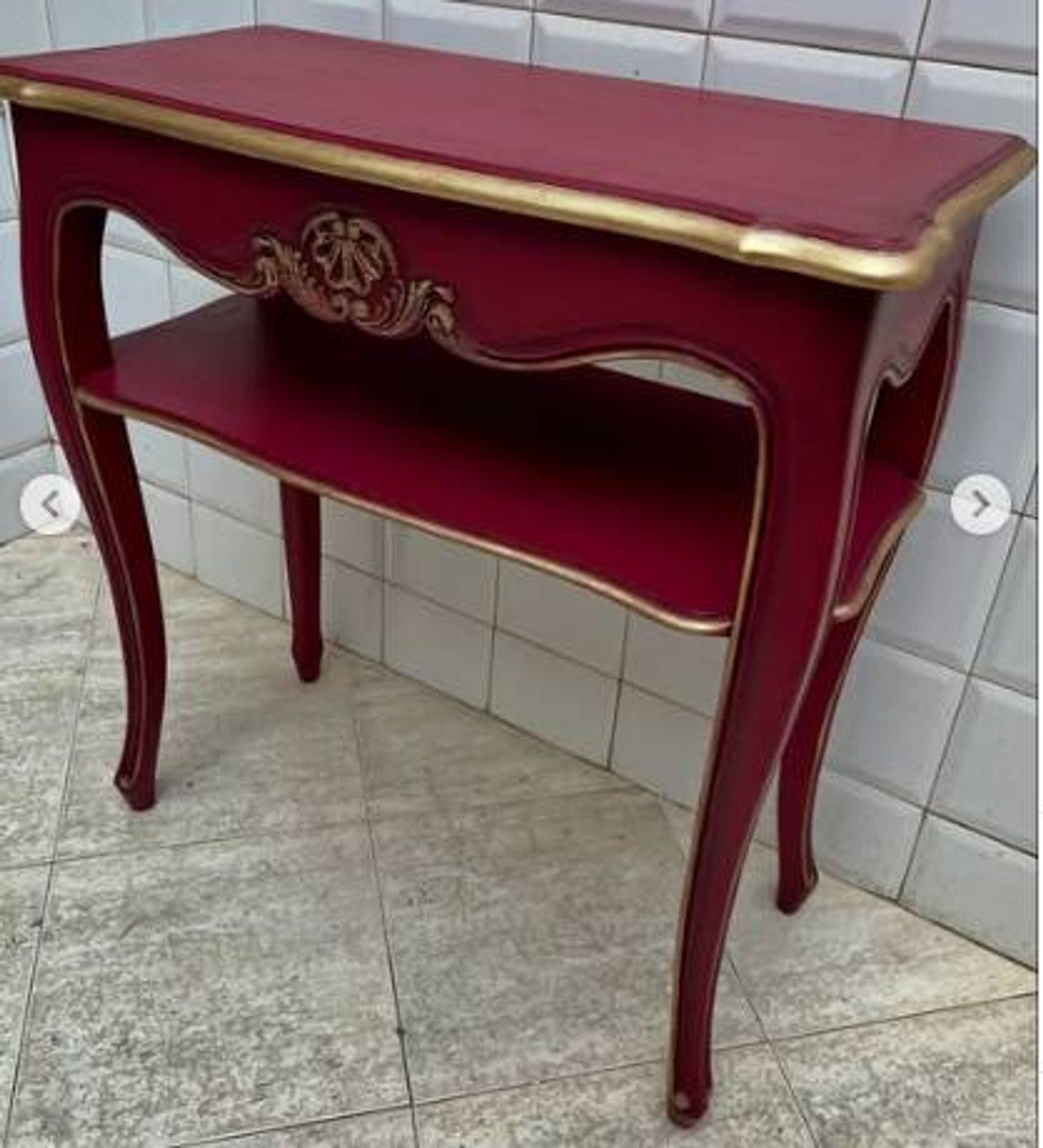 Console Louis XV Rouge Bordeaux et Or
