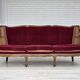 1950s, Danish 3-seater sofa, furniture velour, ash wood, mesh.
