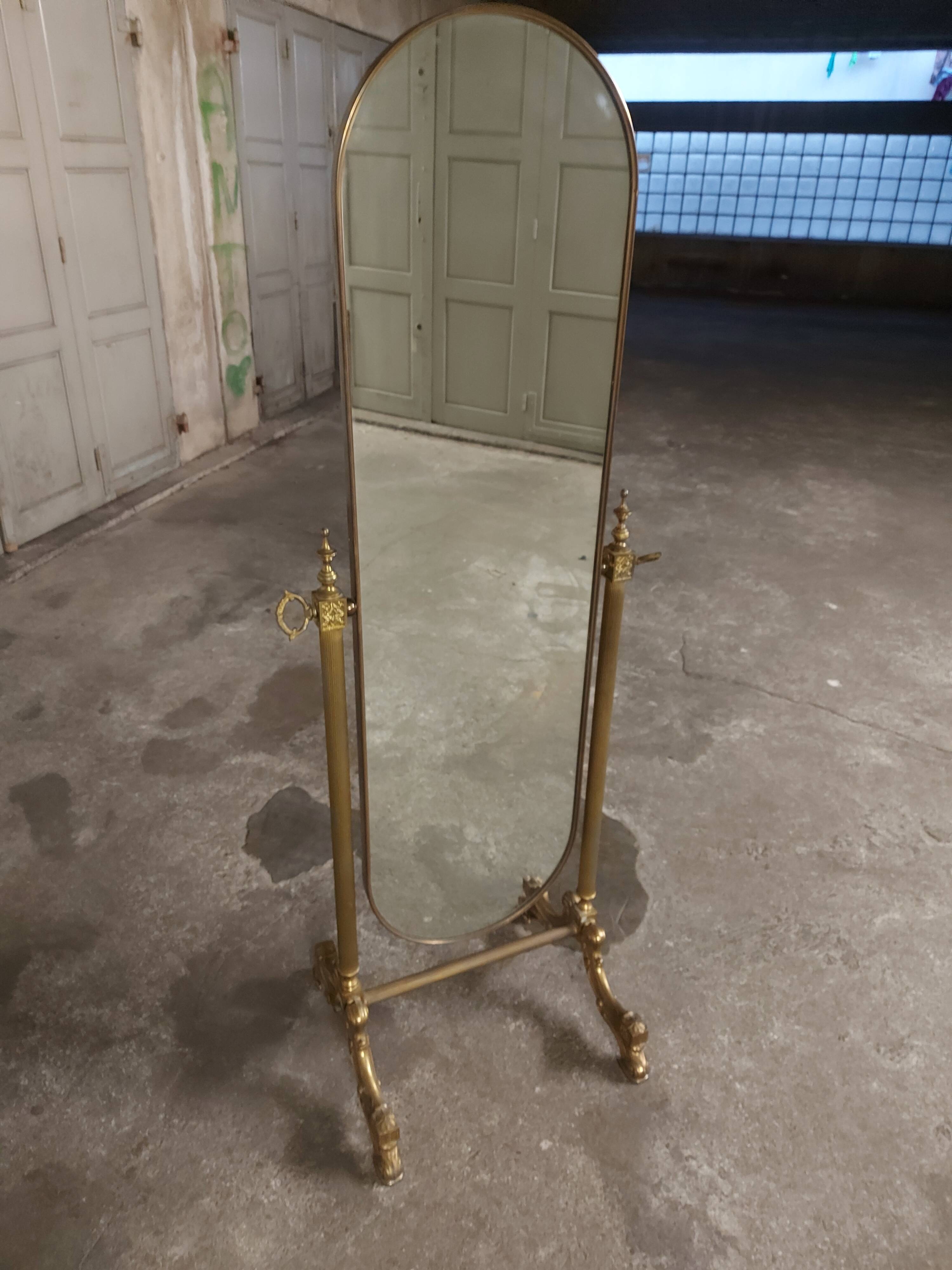 Psyche mirror in vintage gilded bronze