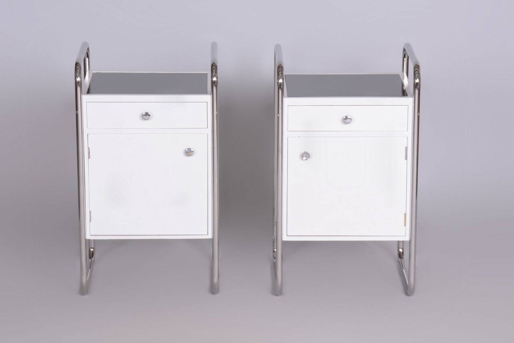 Bauhaus Bedside Tables in Chrome by Vichr, 1930s, Set of 2
