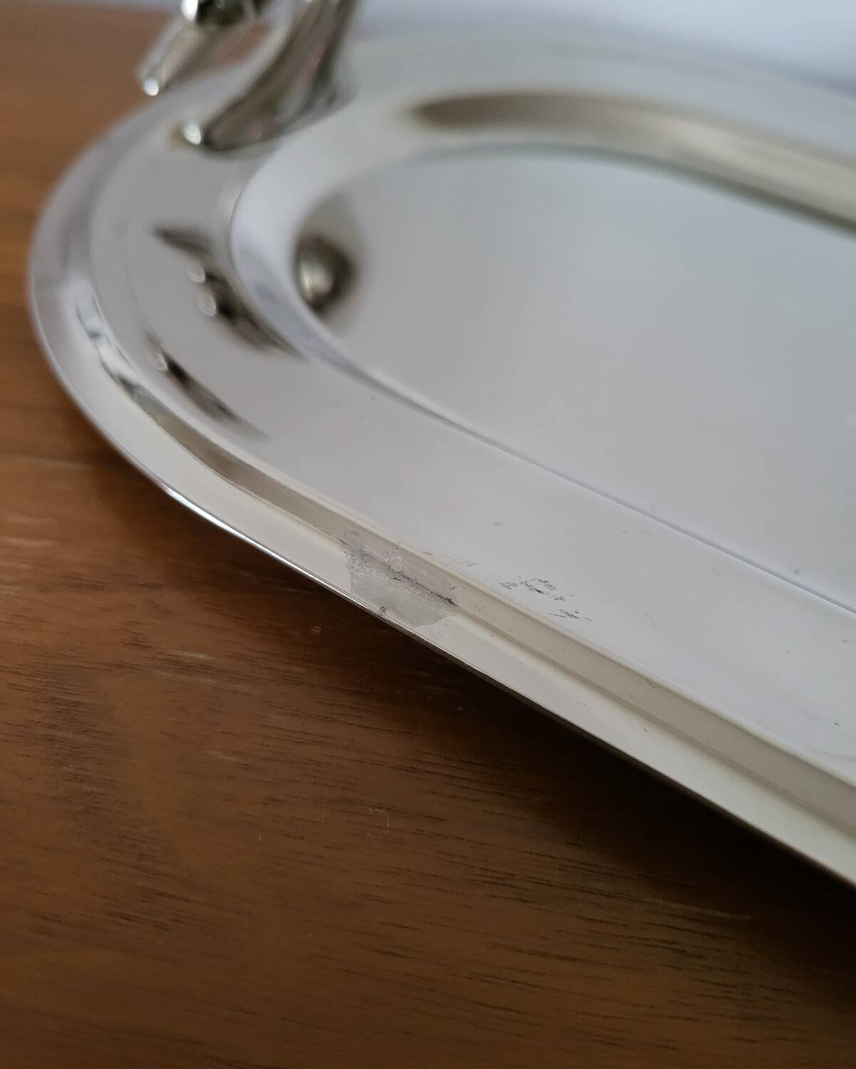 Plat de service à foie gras en métal argenté