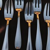 Box 12 cake forks in silver metal art deco