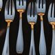 Box 12 cake forks in silver metal art deco