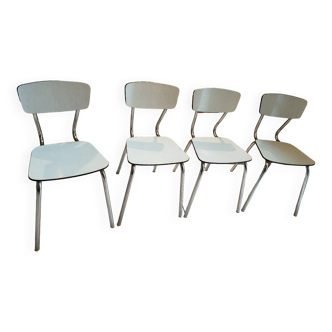 4 chaises de cuisine en formica de couleur bleu