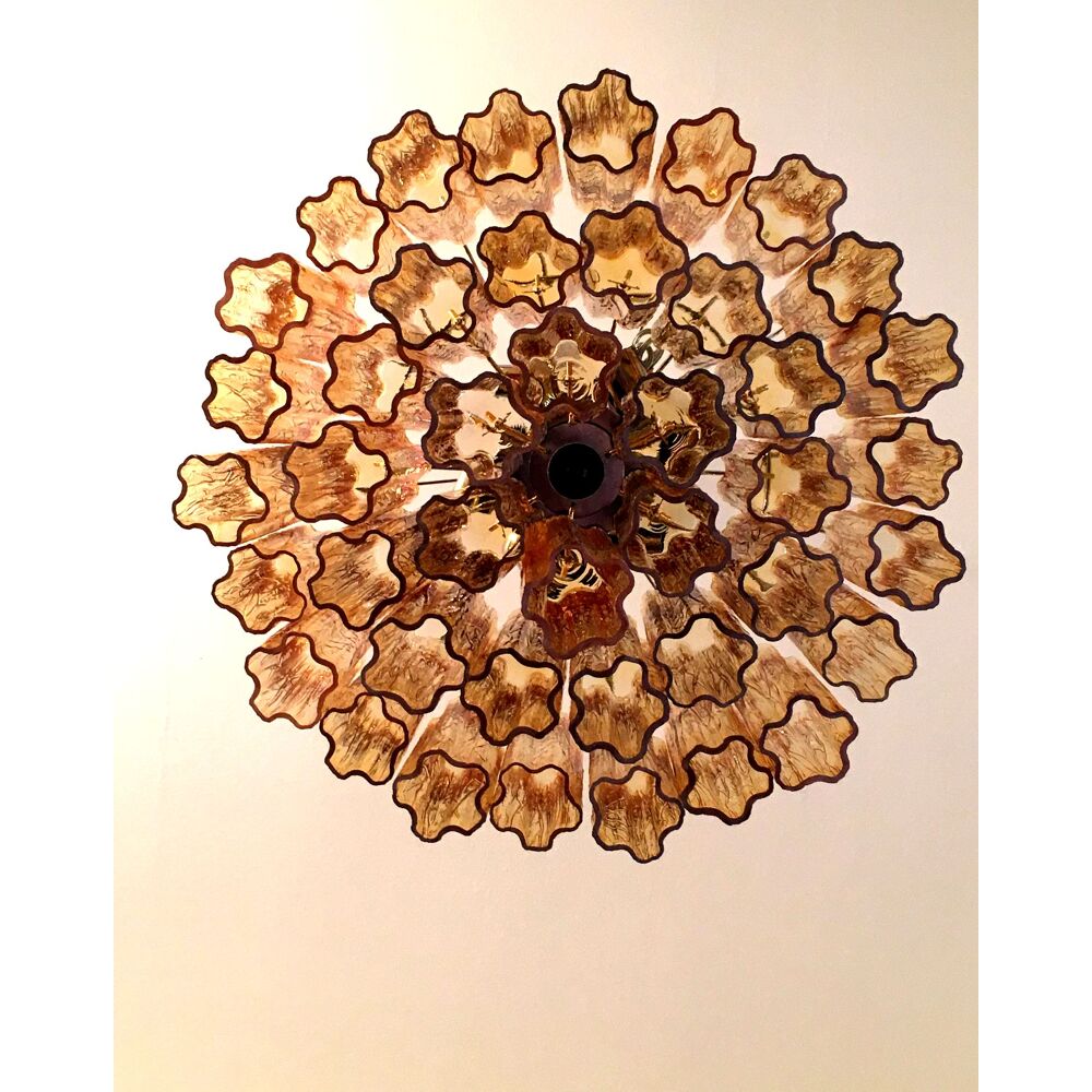 Amber “tronchi” murano glass chandelier d6