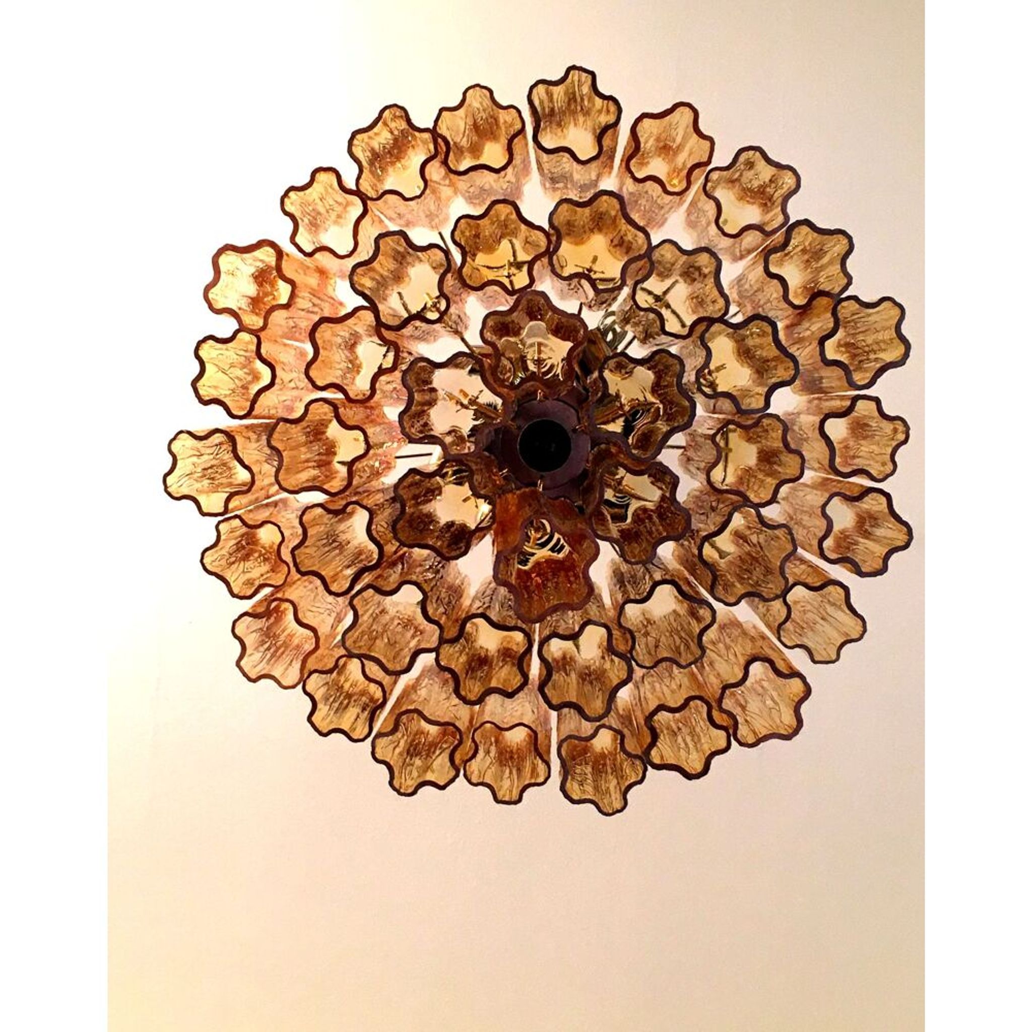 Amber “tronchi” murano glass chandelier d6