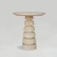 Side table 'LAYERED CONE' in travertine