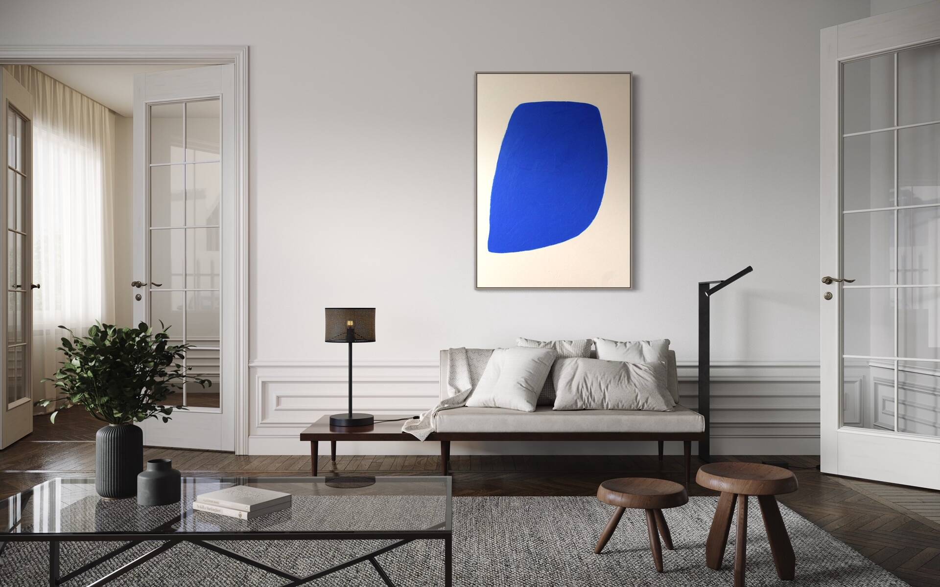 Large blue painting "Not a circle" 100x73 cm